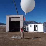 Image of an ozonesonde being launched